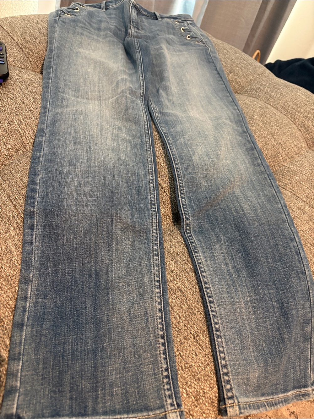Whbm slim highrise soft Washed Blue Jeans s-8- 28”inseam